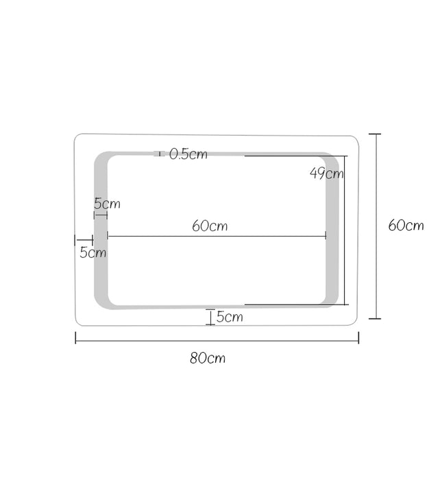 LED Illuminated Bathroom Mirror 800 x 600mm with Demister