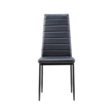 Set of 2 PU Leather Padded Seat Metal Legs Dining Chair Black 95cm