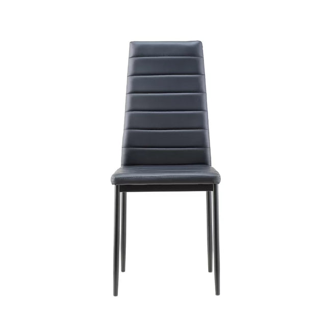 Set of 2 PU Leather Padded Seat Metal Legs Dining Chair Black 95cm