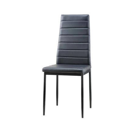 Set of 2 PU Leather Padded Seat Metal Legs Dining Chair Black 95cm