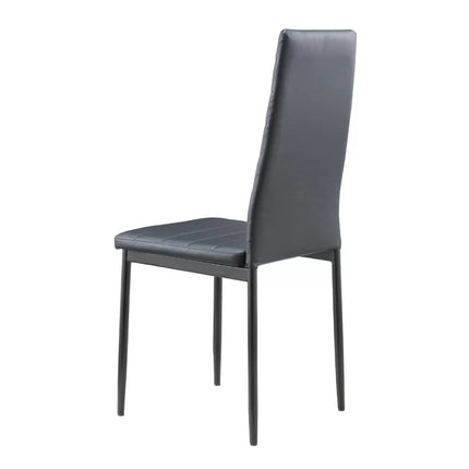 Set of 2 PU Leather Padded Seat Metal Legs Dining Chair Black 95cm
