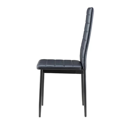 Set of 2 PU Leather Padded Seat Metal Legs Dining Chair Black 95cm