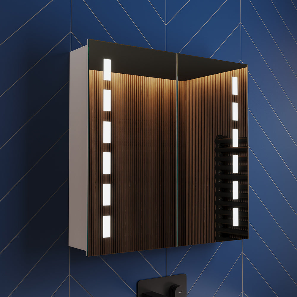 Double Door LED Mirror Cabinet Fog-resistant 650mm x 600mm