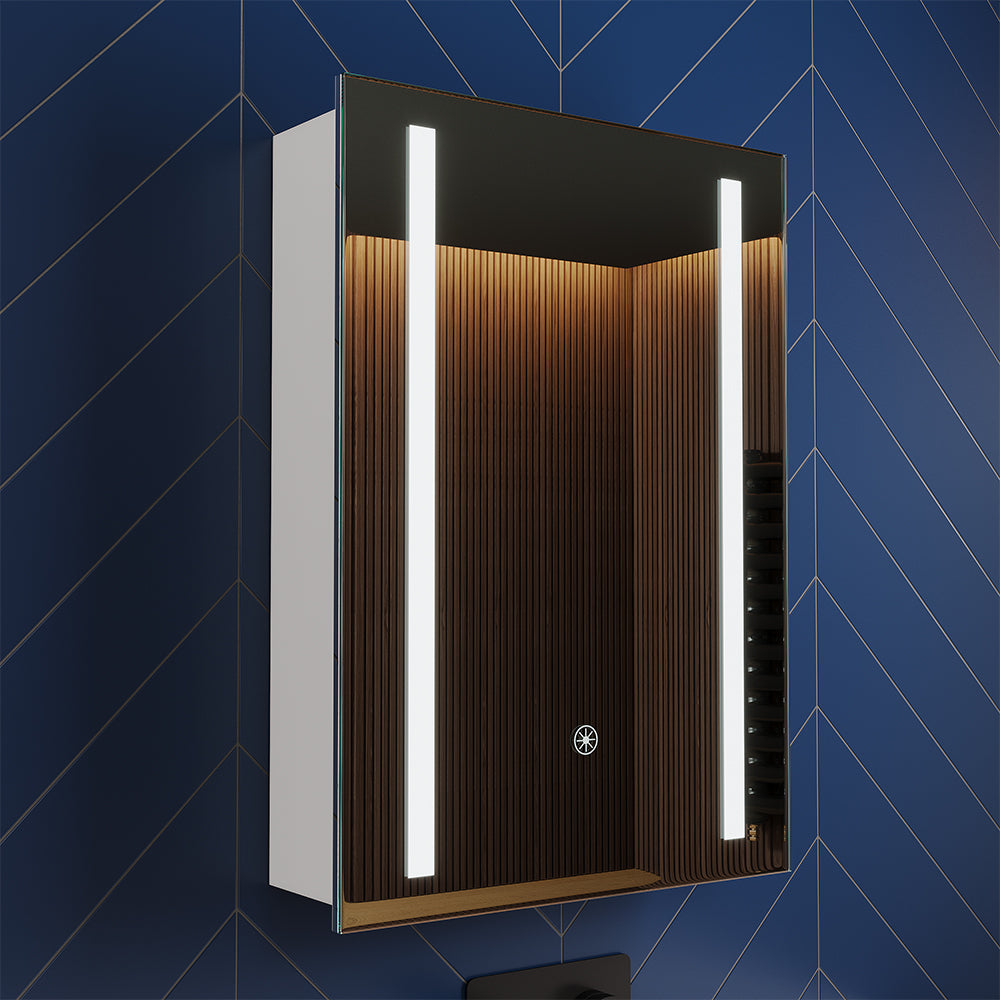 W50 x H70cm LED Mirror Cabinet with Shaver Socket