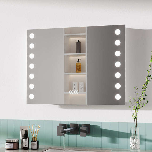 Surface Mount Modern Fog-Free LED Horizontal Bathroom Mirror  80x60cm H