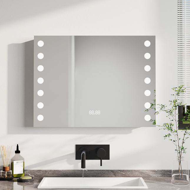Surface Mount Modern Fog-Free LED Horizontal Bathroom Mirror  80x60cm H