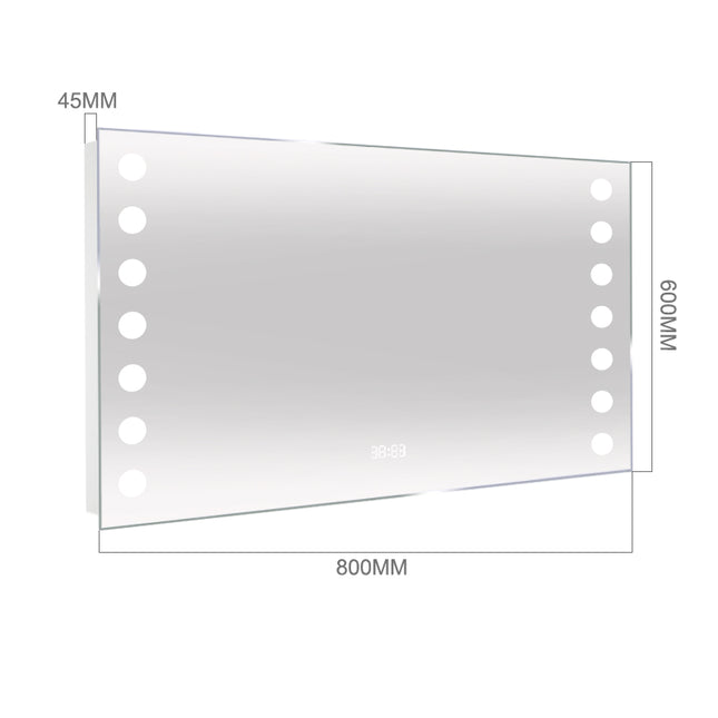 Surface Mount Modern Fog-Free LED Horizontal Bathroom Mirror  80x60cm H