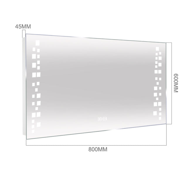 Anti-fog LED Mirror with Shave Socket 80x60cm