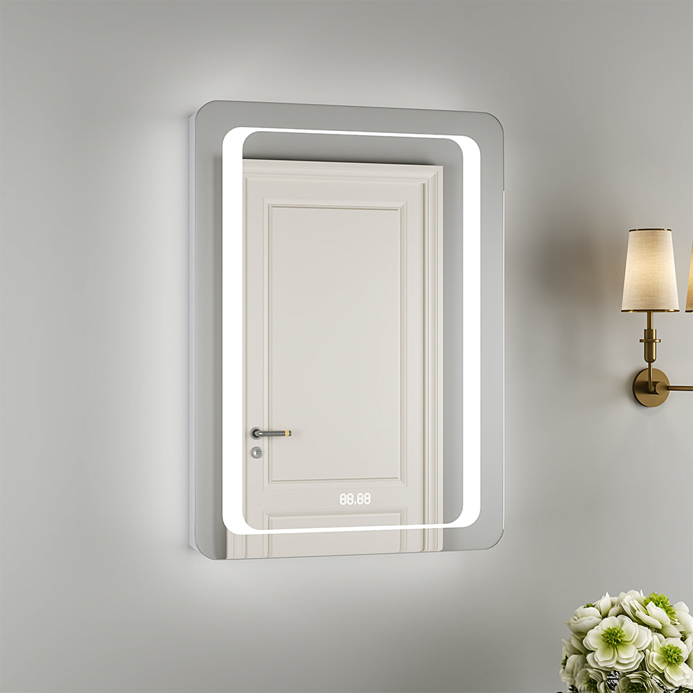 recessed led illuminated bathroom mirror cabinet