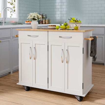 2 Drawers Kitchen Mobile Trolley Storage Cabinet,White