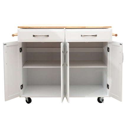 2 Drawers Kitchen Mobile Trolley Storage Cabinet,White