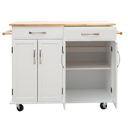 2 Drawers Kitchen Mobile Trolley Storage Cabinet,White