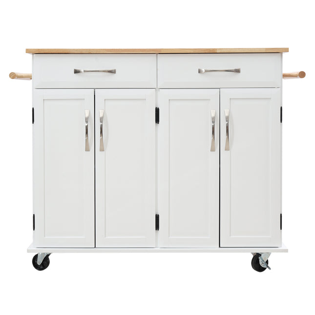 2 Drawers Kitchen Mobile Trolley Storage Cabinet,White
