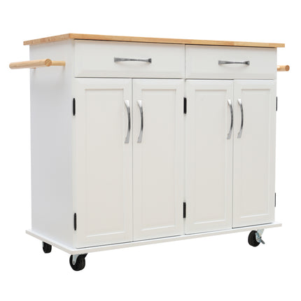 2 Drawers Kitchen Mobile Trolley Storage Cabinet,White