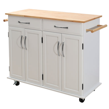 2 Drawers Kitchen Mobile Trolley Storage Cabinet,White