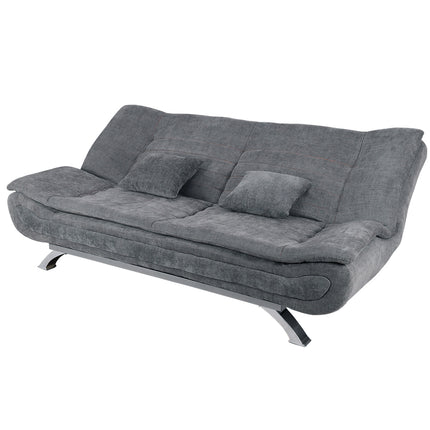 Grey Shell 3 Seater Recliner Sofa Bed with 2 Pillows