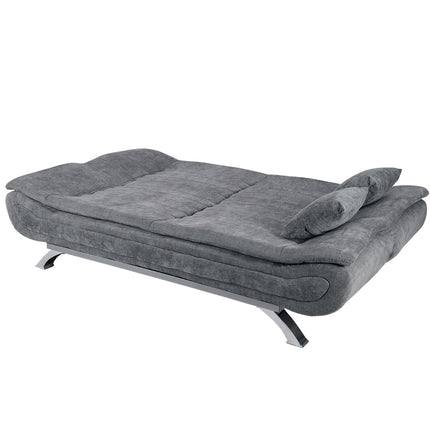 Grey Shell 3 Seater Recliner Sofa Bed with 2 Pillows