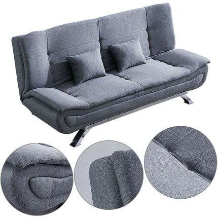 Grey Shell 3 Seater Recliner Sofa Bed with 2 Pillows