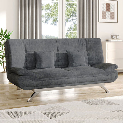 Linen Fabric 2-Seat Recliner Convertible Sofa Bed with Pillows