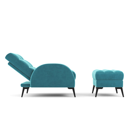 Frosted Velvet Recliner Armchair with Thickened Footstool, Green