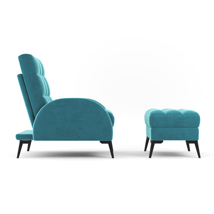 Frosted Velvet Recliner Armchair with Thickened Footstool, Green