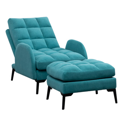 Frosted Velvet Recliner Armchair with Thickened Footstool, Green