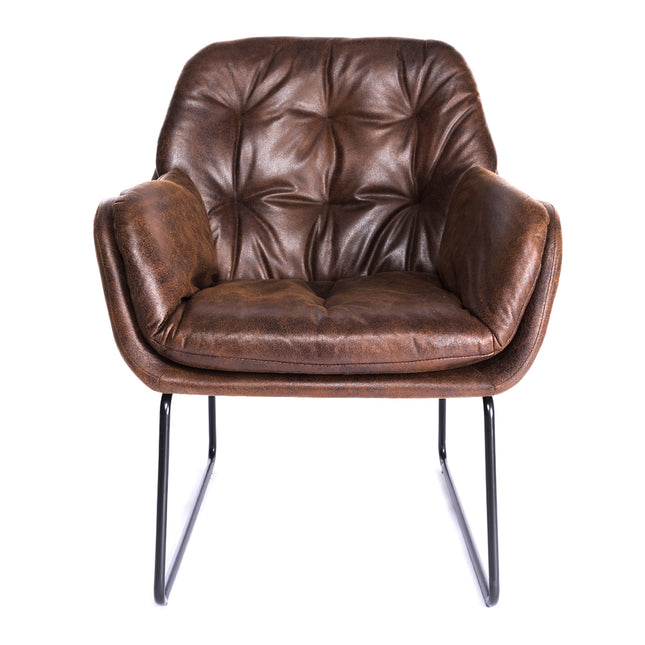 Bronzing Leather Double Layer Padded Chair Armchair, Brown