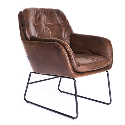Bronzing Leather Double Layer Padded Chair Armchair, Brown