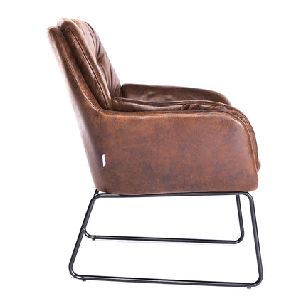 Bronzing Leather Double Layer Padded Chair Armchair, Brown