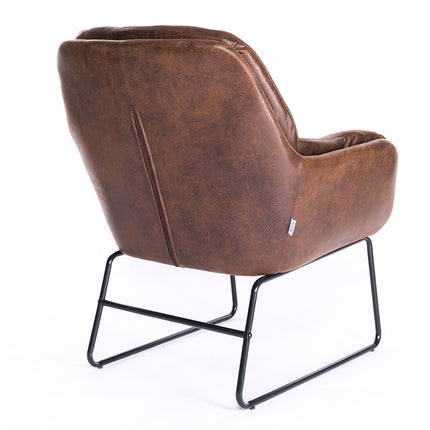 Bronzing Leather Double Layer Padded Chair Armchair, Brown