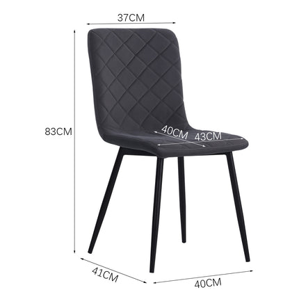 Set of 4 Padded Matte Velvet Accent Dining Chairs, Grey, 83cm H