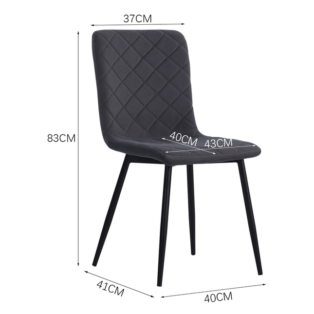 Set of 4 Padded Matte Velvet Accent Dining Chairs, Grey, 83cm H