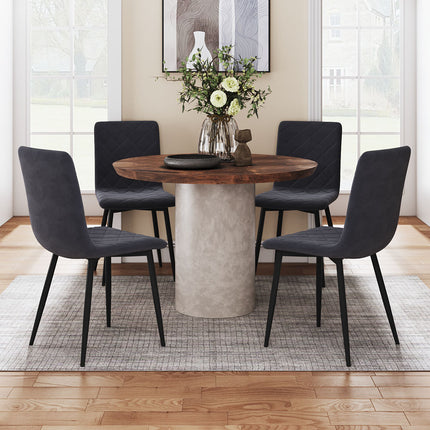 Set of 4 Padded Matte Velvet Accent Dining Chairs, Grey, 83cm H