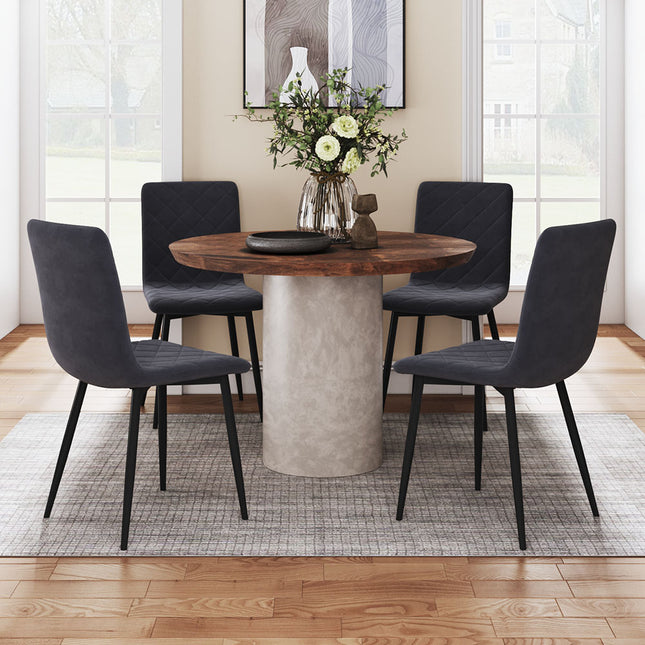 Set of 4 Padded Matte Velvet Accent Dining Chairs, Grey, 83cm H