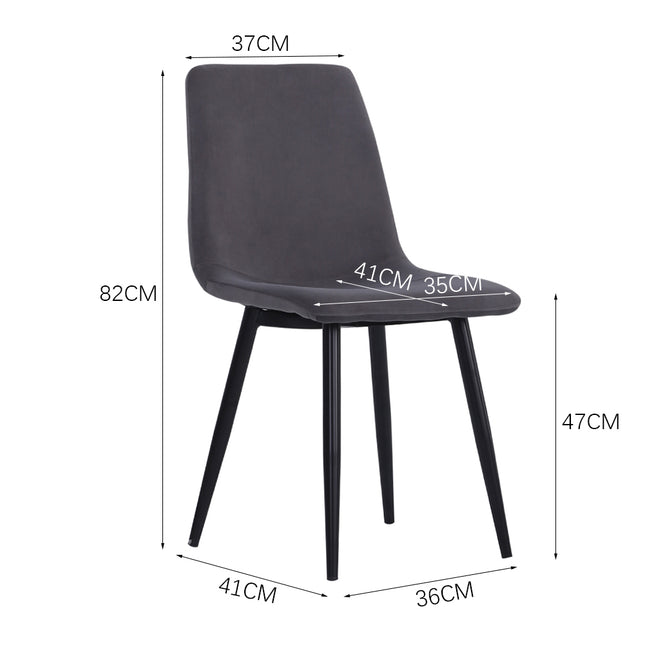 Set of 4 Curved Frosted Velvet Dining Chairs Grey 82cm H