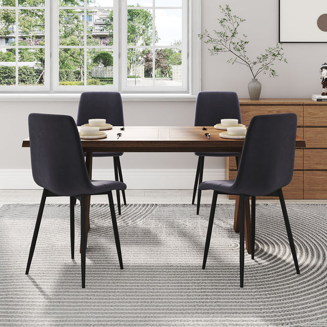Set of 4 Curved Frosted Velvet Dining Chairs Grey 82cm H