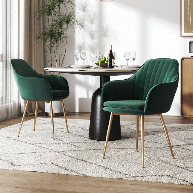 Set of 2 Velvet Dining Chairs with Pad Green 83cm H