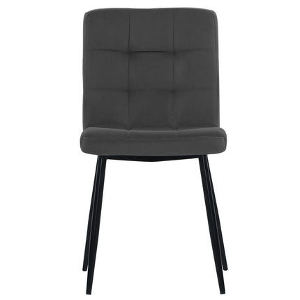 Set of 4 Matte Velvet Padded Dining Chairs Dark Grey 82cm H