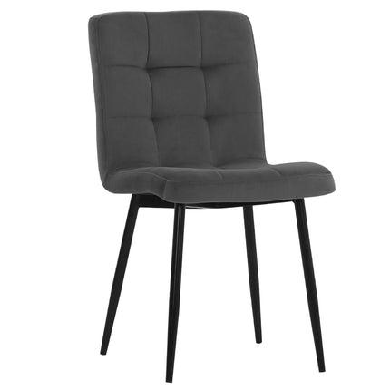 Set of 4 Matte Velvet Padded Dining Chairs Dark Grey 82cm H