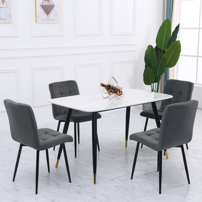 Set of 4 Matte Velvet Padded Dining Chairs Dark Grey 82cm H