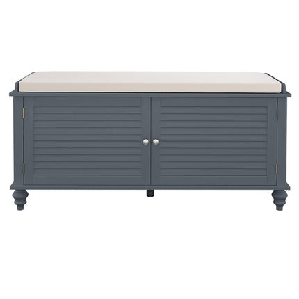 Grey Shutter Door Shoe Cabinet Storage Bench 120x49cm