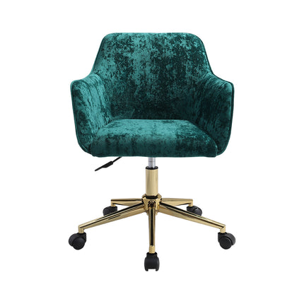 Velvet Upholstered Home Office Swivel Task Chair,Dark Green