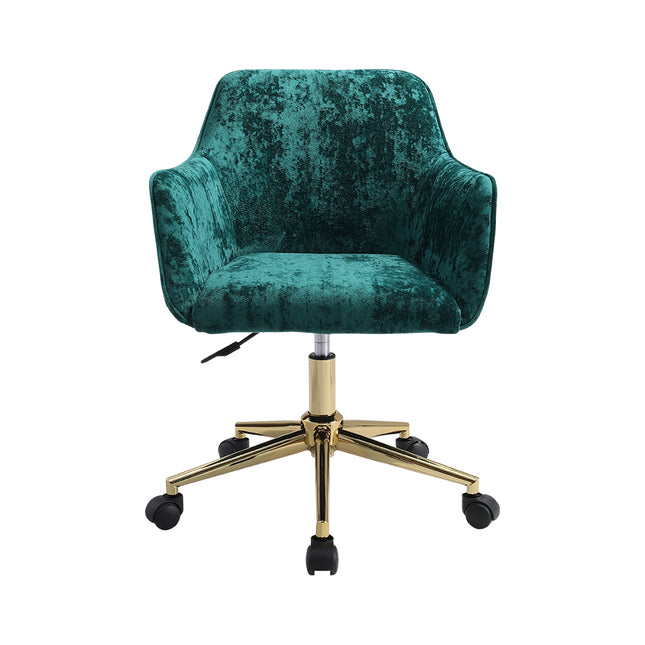 Velvet Upholstered Home Office Swivel Task Chair,Dark Green