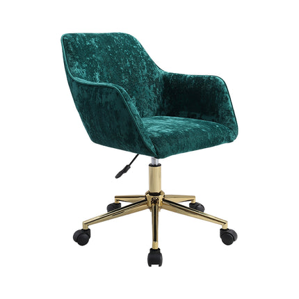 Velvet Upholstered Home Office Swivel Task Chair,Dark Green