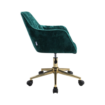 Velvet Upholstered Home Office Swivel Task Chair,Dark Green