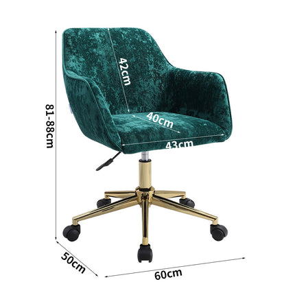 Velvet Upholstered Home Office Swivel Task Chair,Dark Green