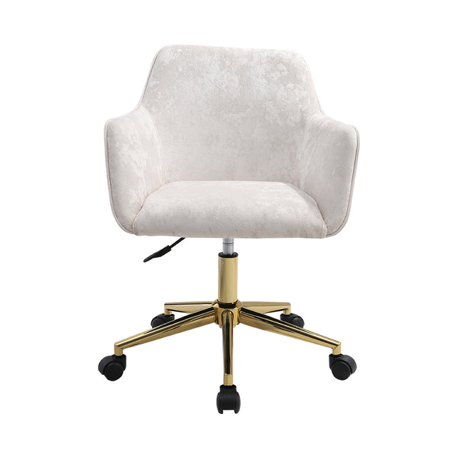 Velvet Upholstered Home Office Swivel Task Chair Beige