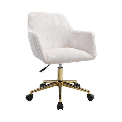 Velvet Upholstered Home Office Swivel Task Chair Beige