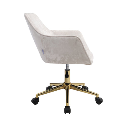 Velvet Upholstered Home Office Swivel Task Chair Beige