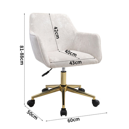 Velvet Upholstered Home Office Swivel Task Chair Beige